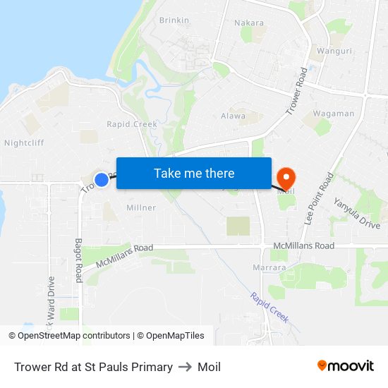 Trower Rd at St Pauls Primary to Moil map