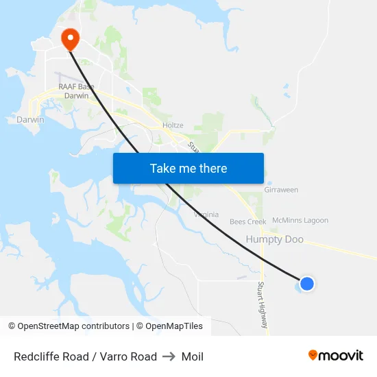 Redcliffe Road / Varro Road to Moil map