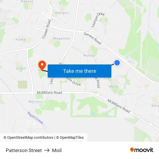 Patterson Street to Moil map