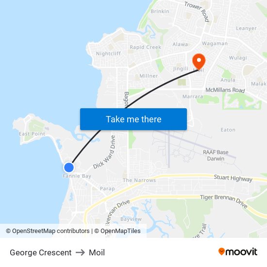George Crescent to Moil map