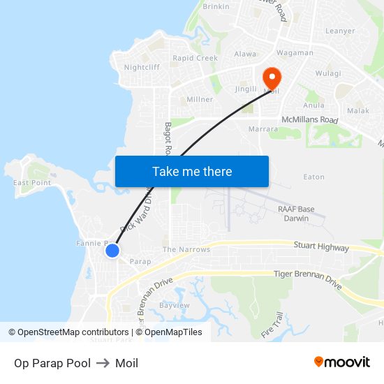 Op Parap Pool to Moil map
