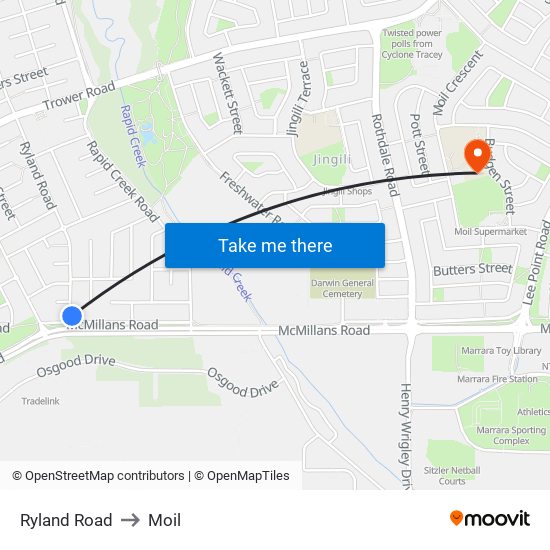 Ryland Road to Moil map