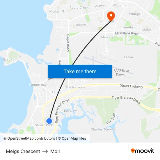 Meigs Crescent to Moil map
