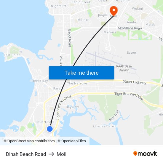 Dinah Beach Road to Moil map