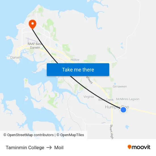 Taminmin College to Moil map