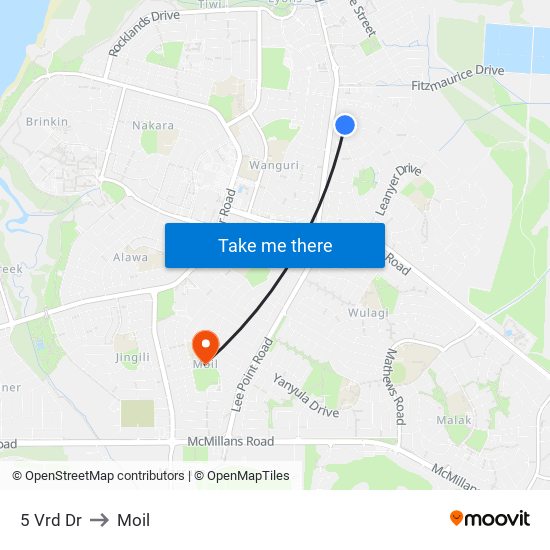 5 Vrd Dr to Moil map