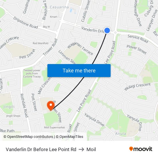 Vanderlin Dr Before Lee Point Rd to Moil map