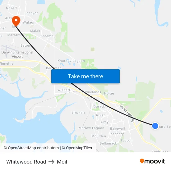 Whitewood Road to Moil map