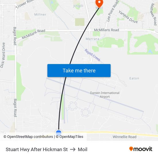 Stuart Hwy After Hickman St to Moil map