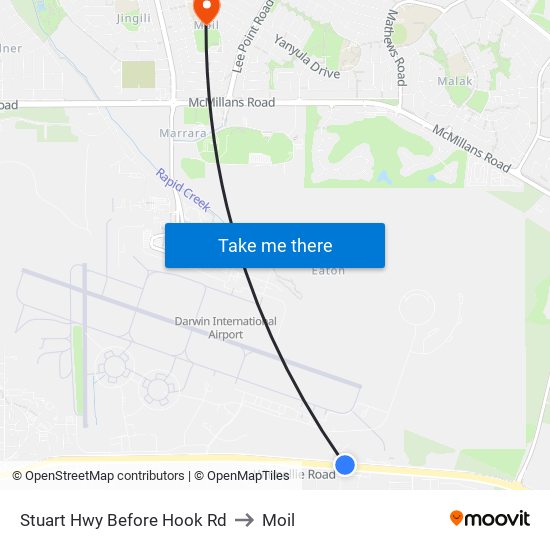 Stuart Hwy Before Hook Rd to Moil map