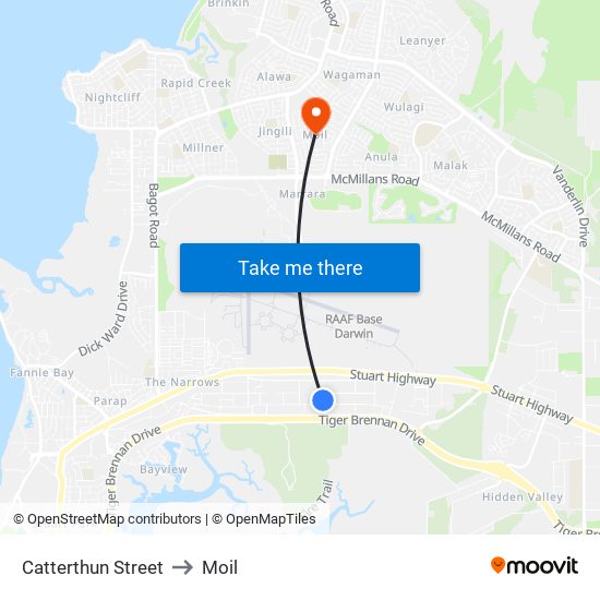 Catterthun Street to Moil map