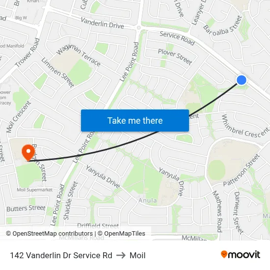 142 Vanderlin Dr Service Rd to Moil map