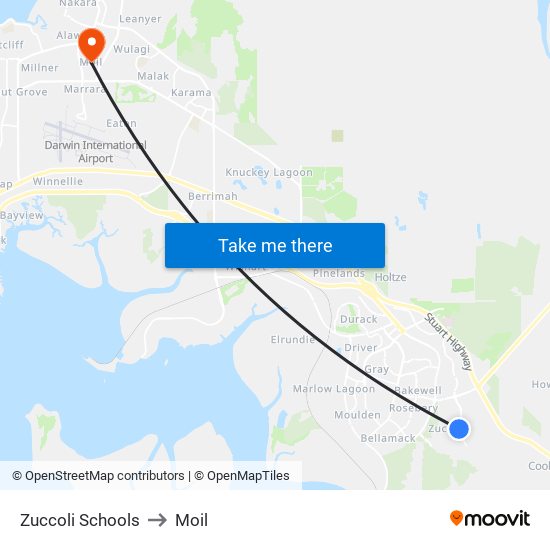 Zuccoli Schools to Moil map