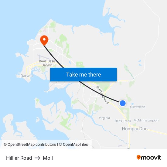 Hillier Road to Moil map