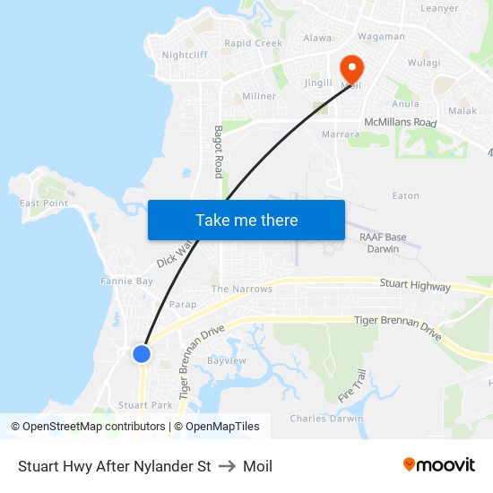 Stuart Hwy After Nylander St to Moil map