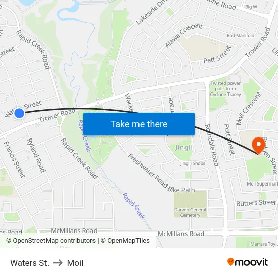 Waters St. to Moil map