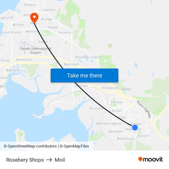 Rosebery Shops to Moil map
