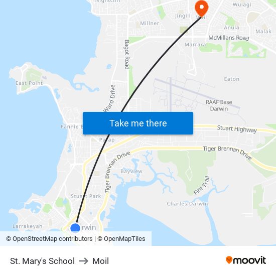 St. Mary's School to Moil map