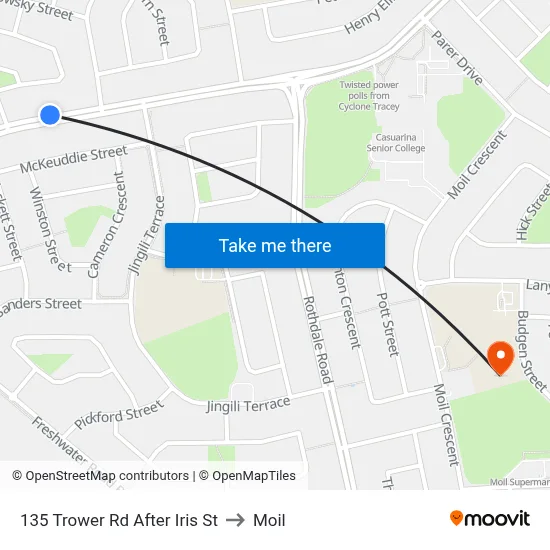 135 Trower Rd After Iris St to Moil map