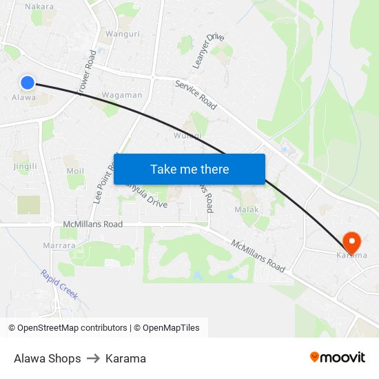 Alawa Shops to Karama map