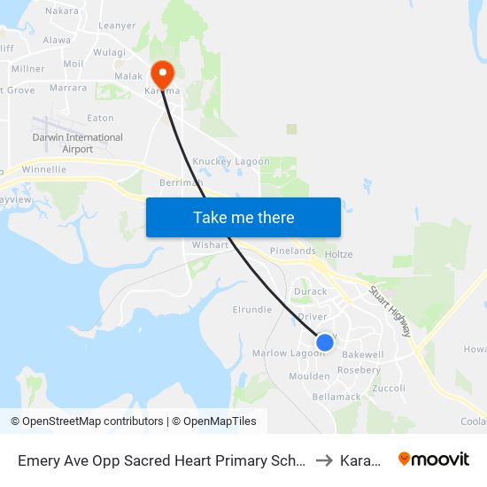 Emery Ave Opp Sacred Heart Primary School to Karama map