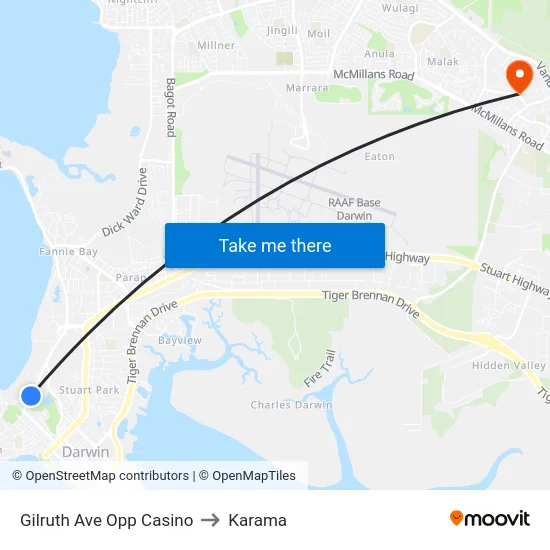 Gilruth Ave Opp Casino to Karama map