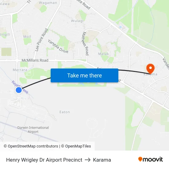 Henry Wrigley Dr Airport Precinct to Karama map