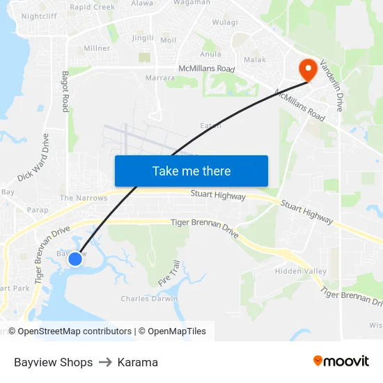 Bayview Shops to Karama map