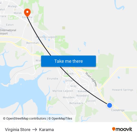 Virginia Store to Karama map