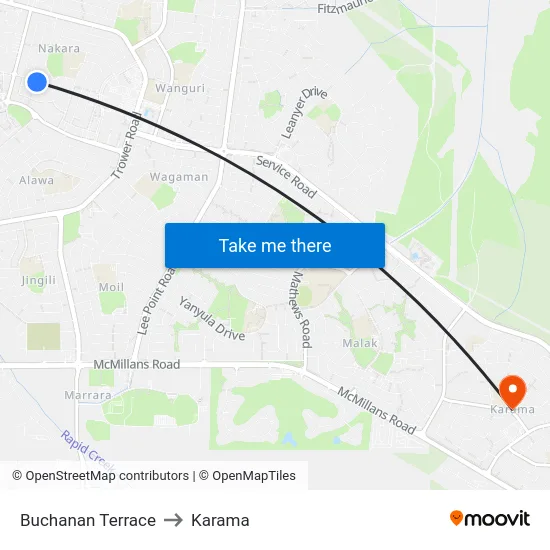 Buchanan Terrace to Karama map