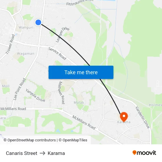 Canaris Street to Karama map