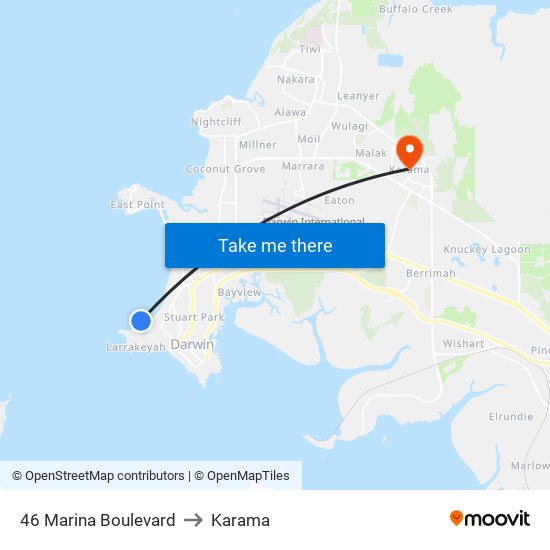 46 Marina Boulevard to Karama map