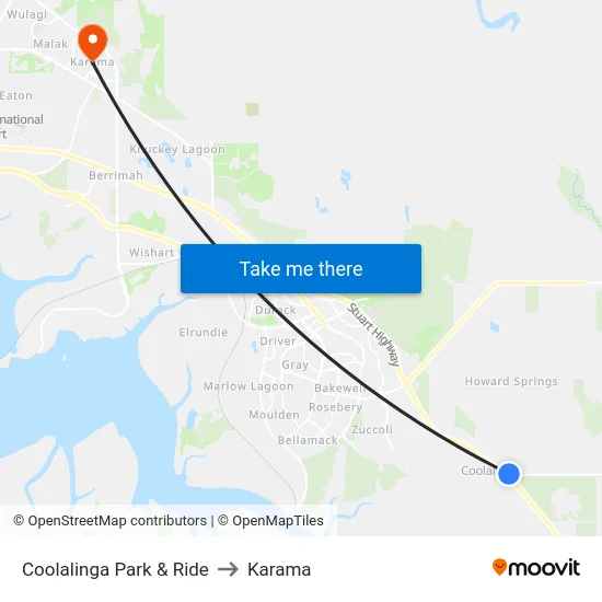 Coolalinga Park & Ride to Karama map
