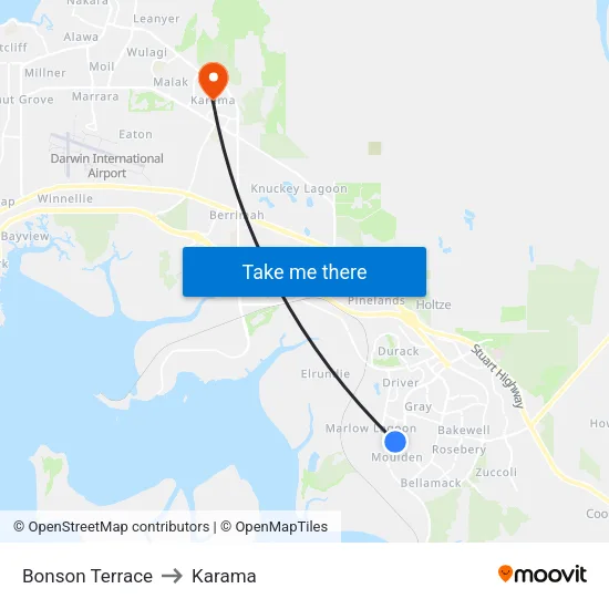 Bonson Terrace to Karama map