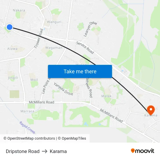 Dripstone Road to Karama map