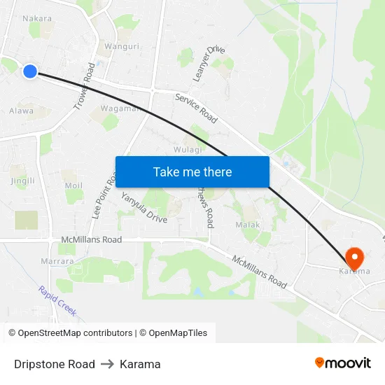 Dripstone Road to Karama map