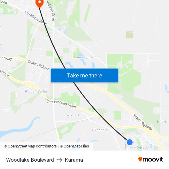 Woodlake Boulevard to Karama map