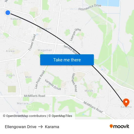 Ellengowan Drive to Karama map