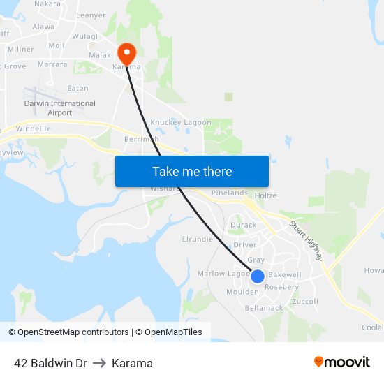42 Baldwin Dr to Karama map