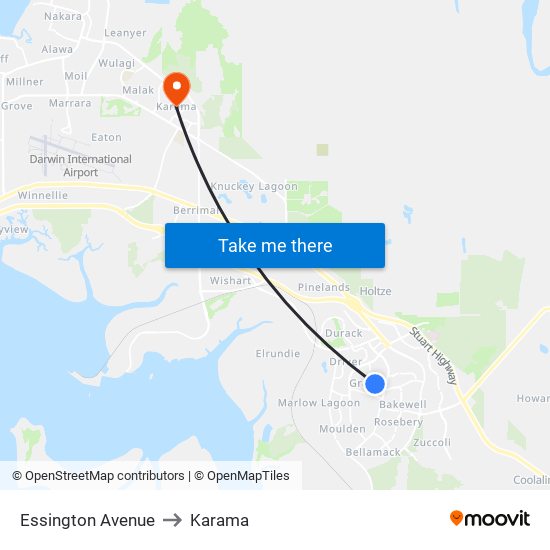 Essington Avenue to Karama map