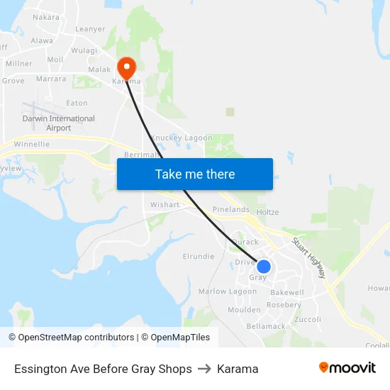 Essington Ave Before Gray Shops to Karama map