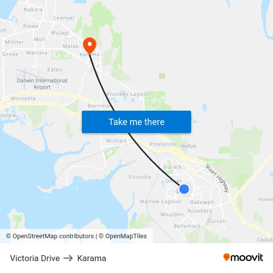 Victoria Drive to Karama map