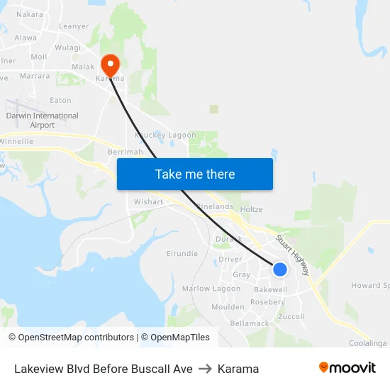 Lakeview Blvd Before Buscall Ave to Karama map