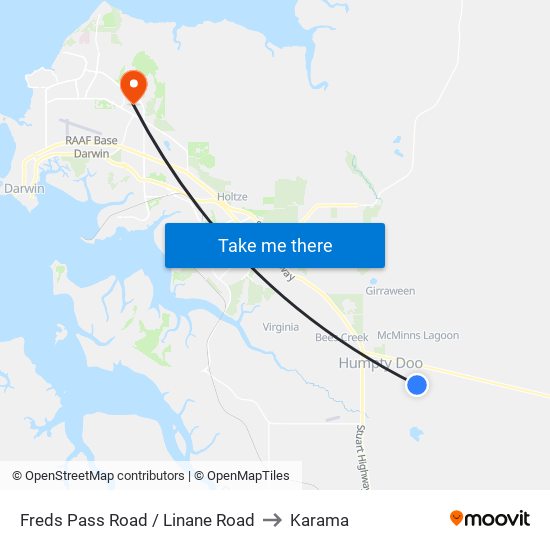 Freds Pass Road / Linane Road to Karama map