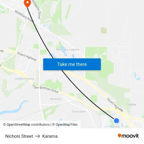 Nichols Street to Karama map