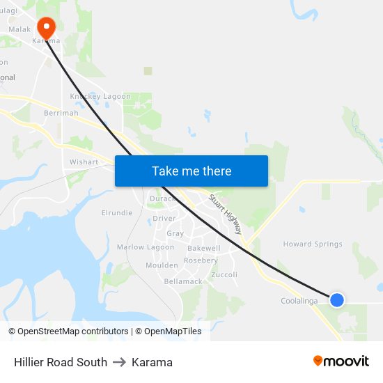 Hillier Road South to Karama map