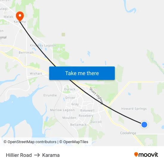 Hillier Road to Karama map