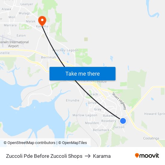 Zuccoli Pde Before Zuccoli Shops to Karama map