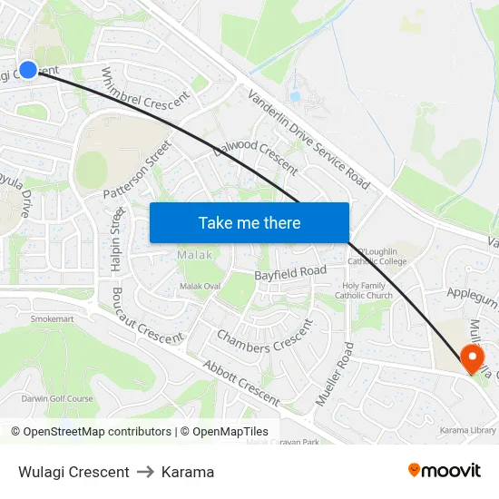 Wulagi Crescent to Karama map