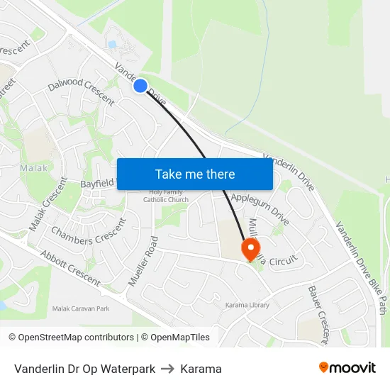 Vanderlin Dr Op Waterpark to Karama map